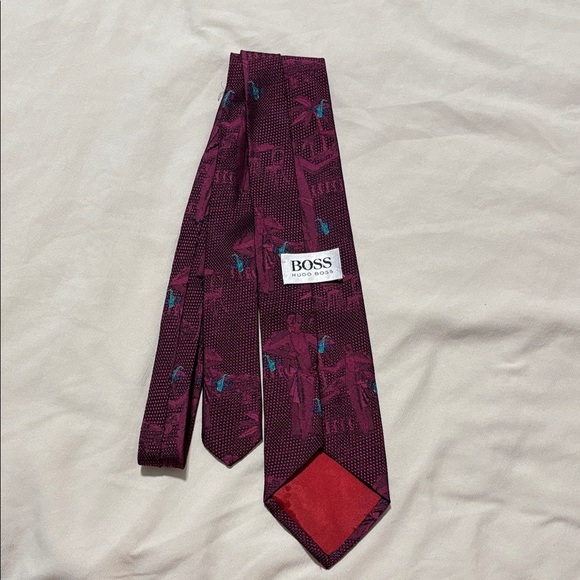 Boss Other - Boss Burgundy and Teal Patterned Tie